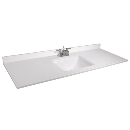 Design House Camilla 61" Cultured Marble Vanity Top, Solid White with Basin 557660